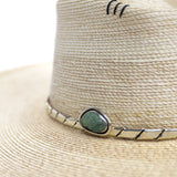 Twisted Rope Pattern Hat Band in Sterling Silver With Stone