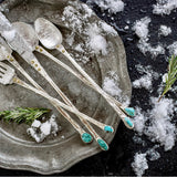 48-Piece Silverware Set in Sterling Silver and Turquoise