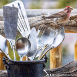 Spatula and Large Round Spoon Serving Set in Stainless Steel