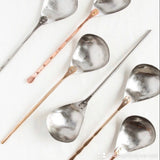 Spatula and Large Round Spoon Serving Set in Copper and Stainless Steel