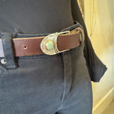 Silver and turquoise belt buckle