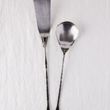 Spatula and Large Round Spoon Serving Set in Stainless Steel