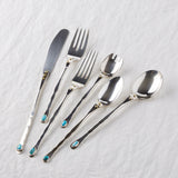 48-Piece Silverware Set in Sterling Silver and Turquoise