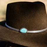 3 Bar Solid Silver Hat Band With Stone