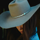 Twisted Rope Pattern Hat Band in Sterling Silver With Stone