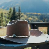 Twisted Rope Pattern Hat Band in Sterling Silver With Stone