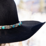Solid Silver Hat Band, Hinged With 15 Stones