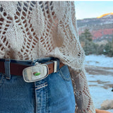 Sterling silver and turquoise belt buckle