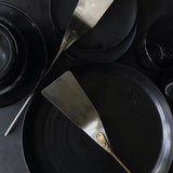 4-Piece Serving Set in Copper and Stainless Steel. Spatula, Strainers and Deep Spoon.