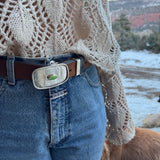 Sterling silver and turquoise belt buckle