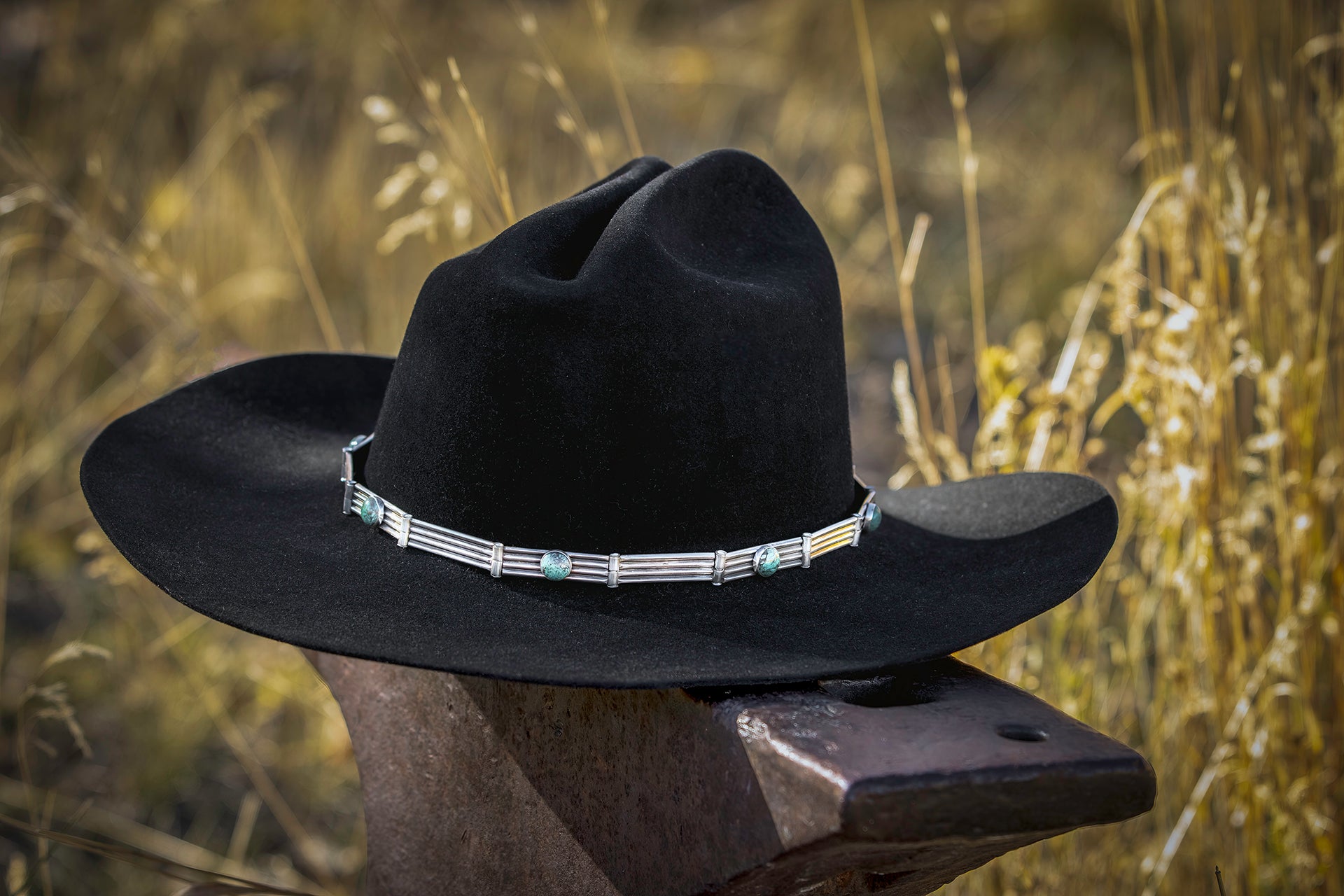 Solid Silver Hat Band, Hinged With 7 Stones