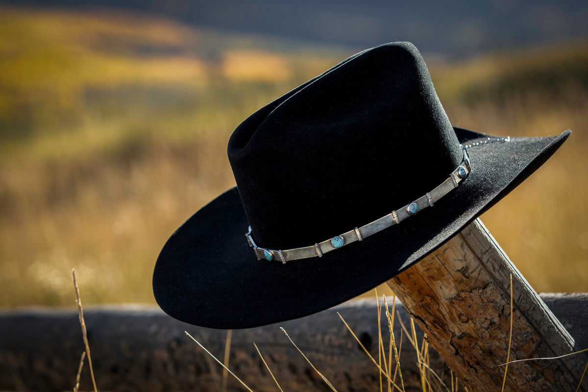 6327 Hatband Cowboy Silver Dome Stud Black Western Accessory Micro-suede Hat Band w/Dime Conchos – Mernickle Custom Holsters main image 2