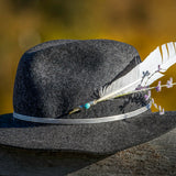 Sterling Silver Tube With Stone Feather Hat Pin