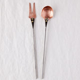 Bar Fork and Spoon in Copper and Stainless Steel