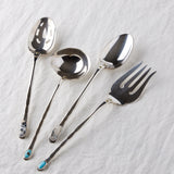 4-Piece Serving Set in Sterling Silver and Turquoise. Large Set