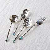 4-Piece Serving Set in Sterling Silver and Turquoise. Small Set