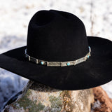 Double Thunderbird Stamped Sterling Silver Hat Band, Hinged With 7 Stones