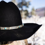 Double Thunderbird Stamped Sterling Silver Hat Band, Hinged With 7 Stones
