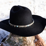 Thunderbird Stamped Sterling Silver Hat Band, Hinged With 7 Stones